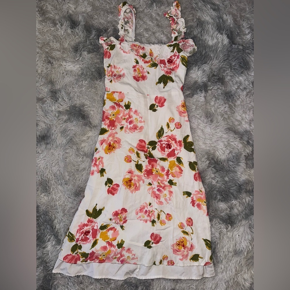 Sugarlips White, Pink and Green Floral Maxi Dress Sleeveless - EUC Small